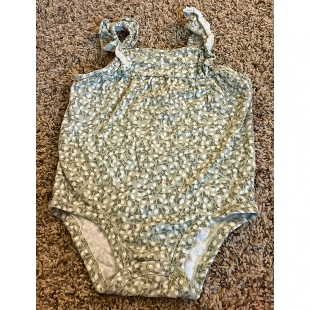 Carter's-Baby Gap Green Sleeveless Floral Bodysuit & Blue Jeans 24/18-24 Months